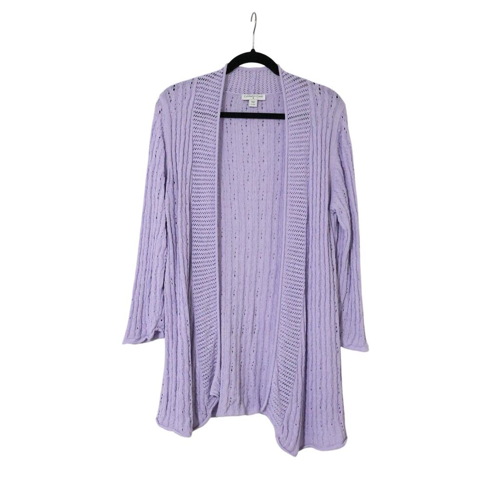 Coldwater Creek Lavender Linen Blend Knit Cardigan L Cottagecore Coquette